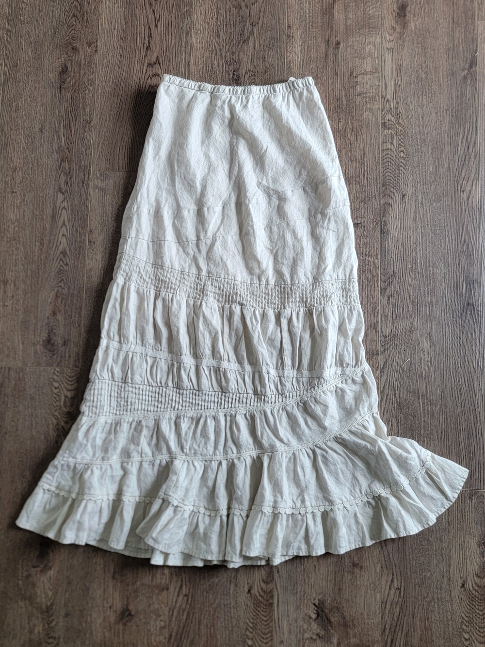 Edme & Esyllte Beige Tiered Maxi Skirt